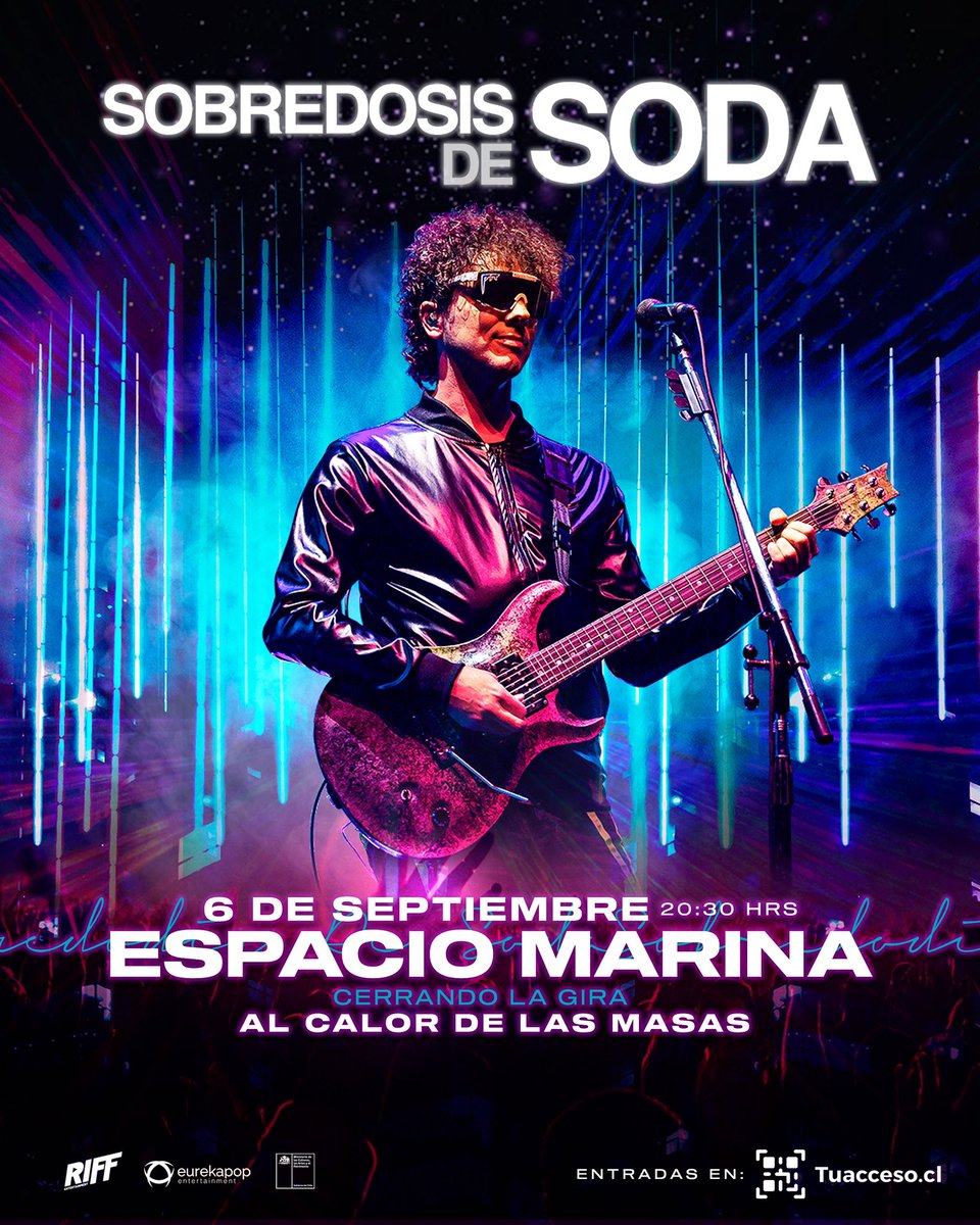 Lo mejor de la banda de rock latino más grande de todos los tiempos, llega a Concepción en la voz de la mejor banda Soda de Latinoamérica 👏🏼

No te pierdas un concierto inolvidable traído desde Argentina 🎙️

🗓️ 6/9, Espacio Marina
🎫 tuacceso.cl 📲

#ExperienciaRiff