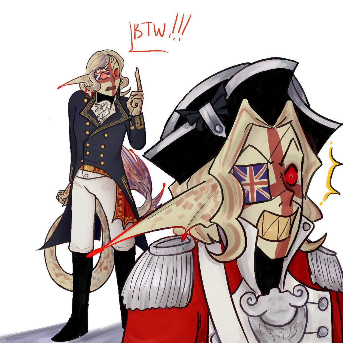 Ruboeb's tweet photo. HAHAH---someday I will remember the existence of other organizations besides fleets)))

#countryhumans 
#CH 
#USANavy 
#RoyalNavy 
#CountryhumansRoyalNavy
#CountryhumansUSANavy https://t.co/jHnH4dejev
