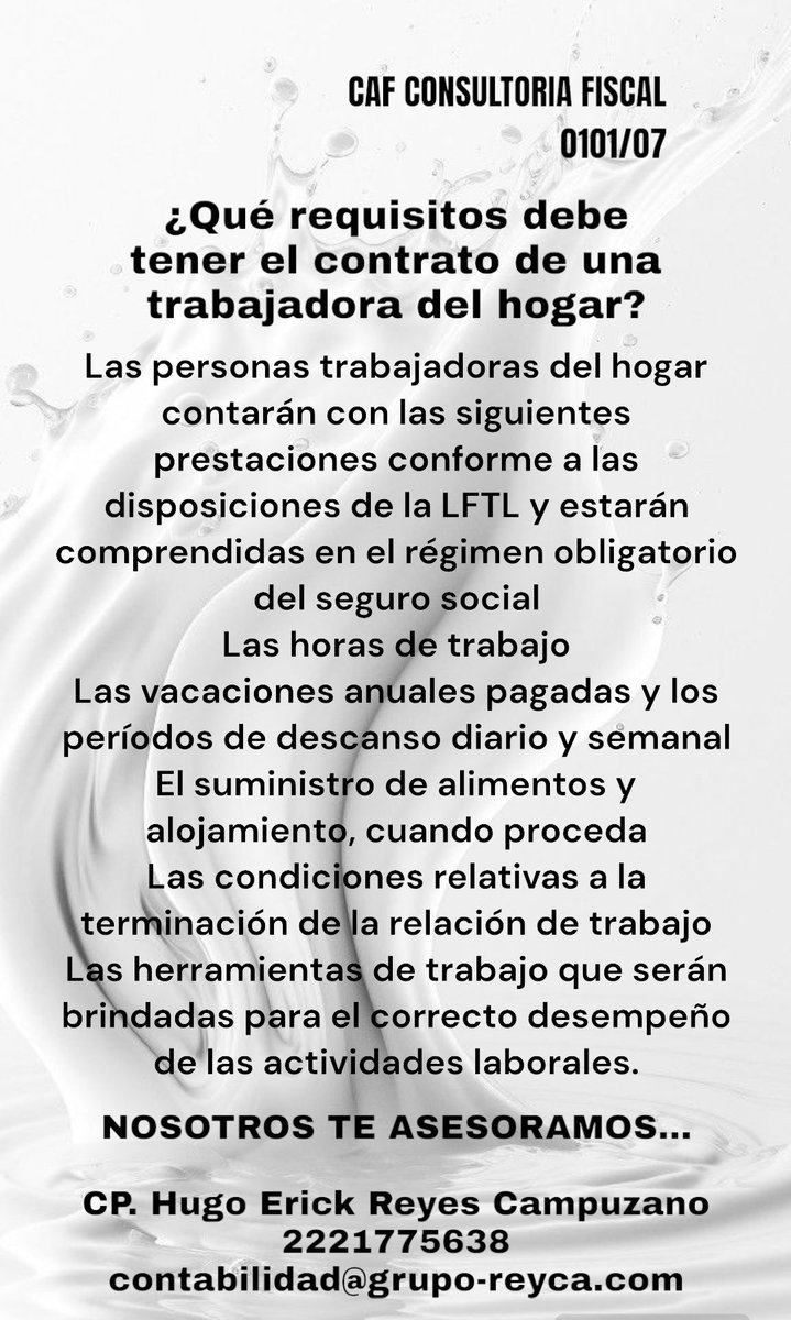 CAF_Consultoria's tweet photo. NOSOTROS TE ASESORAMOS
CP. Hugo Erick Reyes Campuzano
2221775638
contabilidad@grupo-reyca.com https://t.co/9sDNCW0ZIw