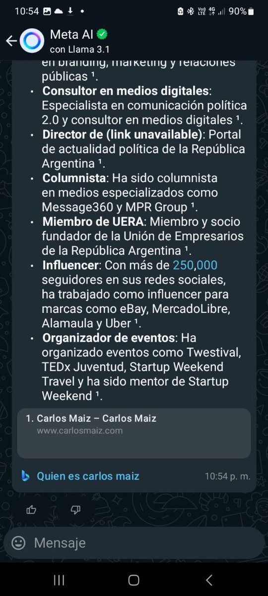 Le preguntaron a Meta ia. 
Quien es Carlos Maiz.