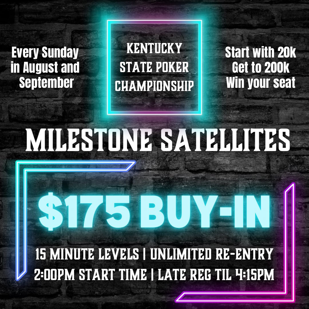 thebarrelsocial's tweet photo. Plenty of opportunities for players to get into the $1,100 Kentucky State Poker Championship for a discount.
#poker #kspc #kentucky https://t.co/BskoIUhsJi