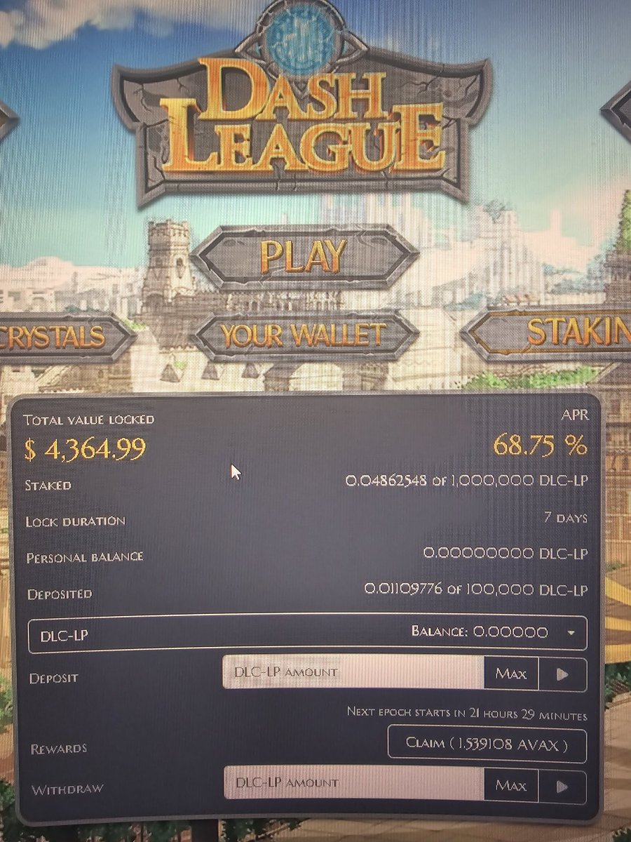 These <a href="/playdashleague/">DashLeague⚔️</a> staking rewards have been fantastic!

Another 1.5 $AVAX earned and counting!!!