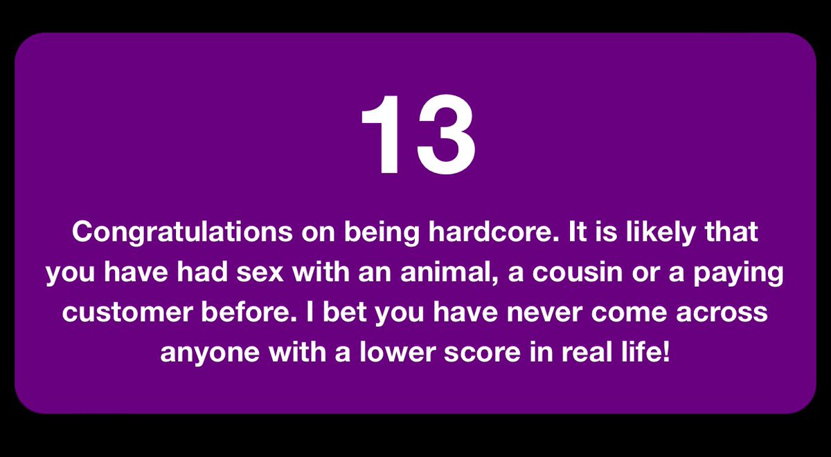 👀 it’s like golf right!? The lower the score the better… right!? 
Anyways here’s my Rice Purity Test;

arealme.com/rice-purity-te…