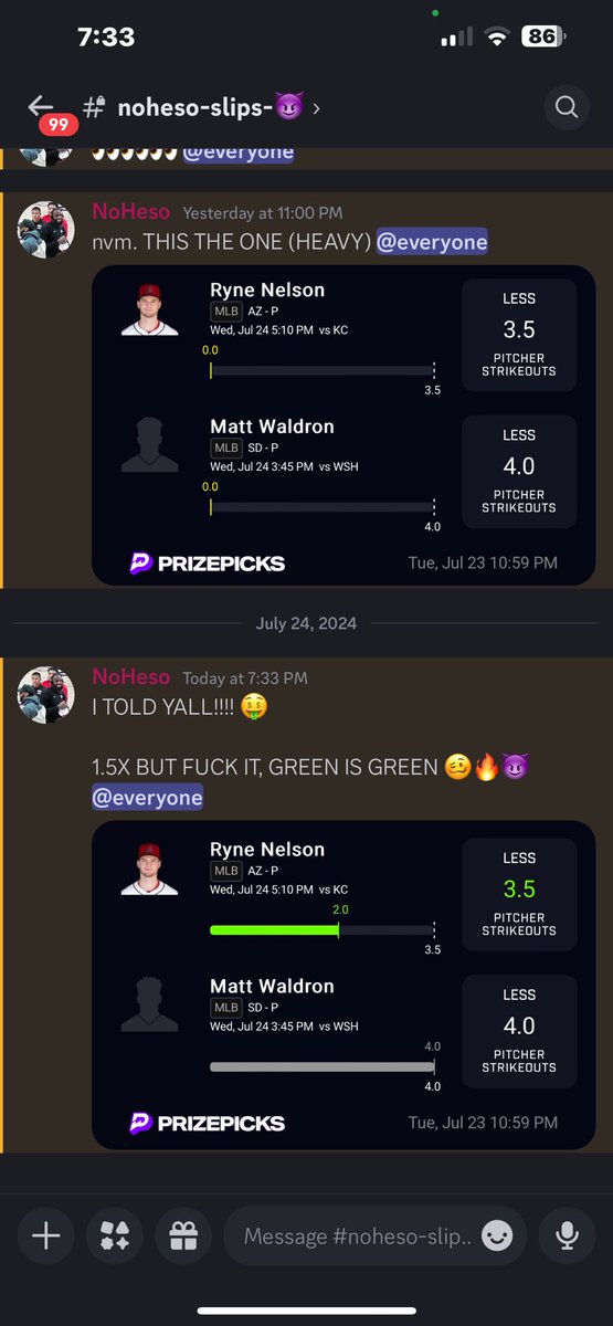 NoHesooo's tweet photo. CAAAAASH IT!!! 🤑🤑🤑

1.5X BUT F IT, GREEN IS GREEN 🤪🔥😈

ONLY FOR THE PREMIUM MEMBERS 🔒

SUB TO THE PREMIUM DISCORD ON DESKTOP OR WEB IF MOBILE ISN’T WORKING &amp; LET’S EAT ‼️💸👇🏼

https://t.co/wetkI5snt3 

#PrizePicks #GamblingX https://t.co/7oCsE8AtO5