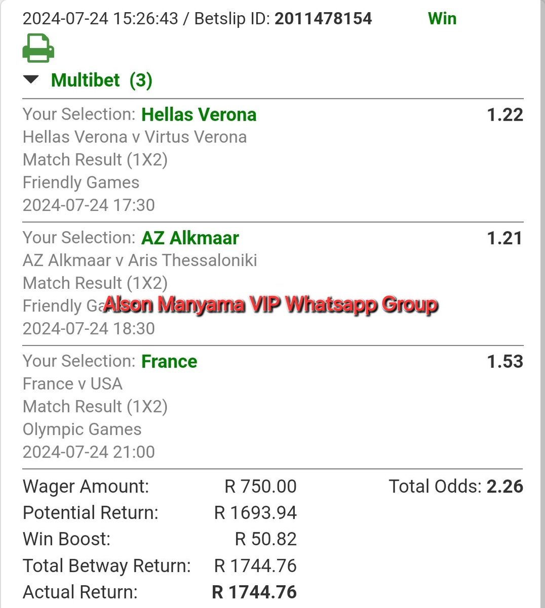 AlsonManyama's tweet photo. #Alson Manyama VIP Whatsapp Group
BOOOOOM 💥 💥 💥 💥 They ate. Betway Win.
Weekly profit is important to us. Rent is due soon. Let's get it https://t.co/U0IUA954Z5