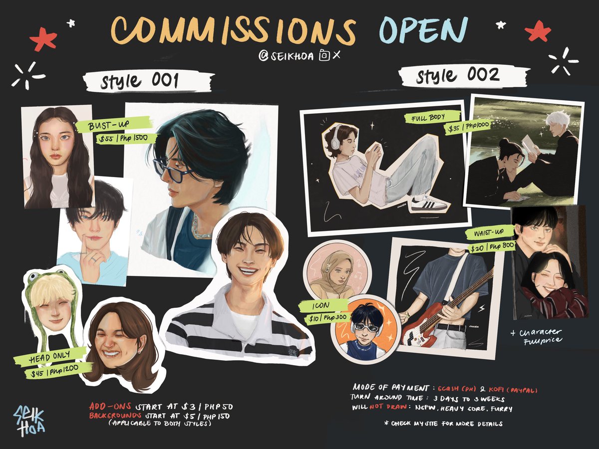‼️ c0mmissi0ns open ‼️

hi! i brought back my prev art style and currently accepting 5 slots! dm me if you’re interested ⭑

likes and rts are much appreciated 💌
seikhoa.carrd.co

[ #artph #commissionsopen #artmoots ]