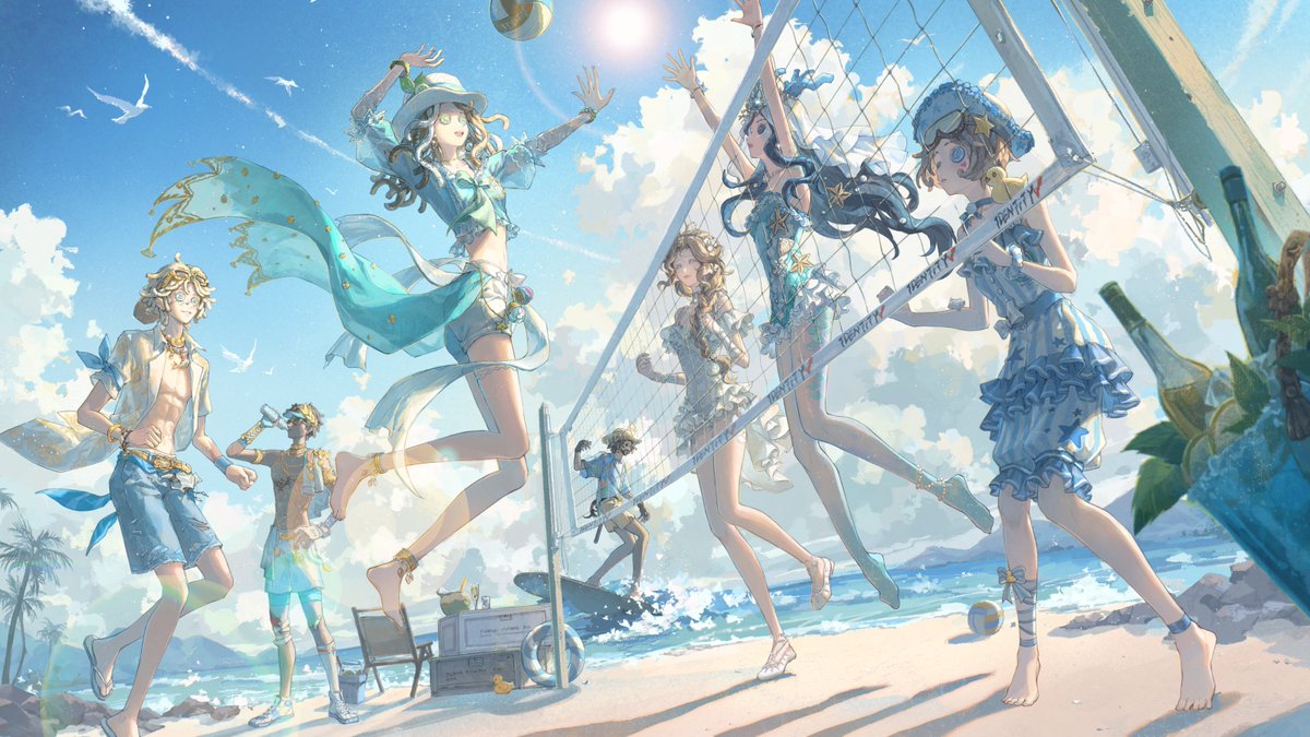 夏の運動会イベント開催中 / 真夏の太陽が照り返し、 砂浜は灼熱の