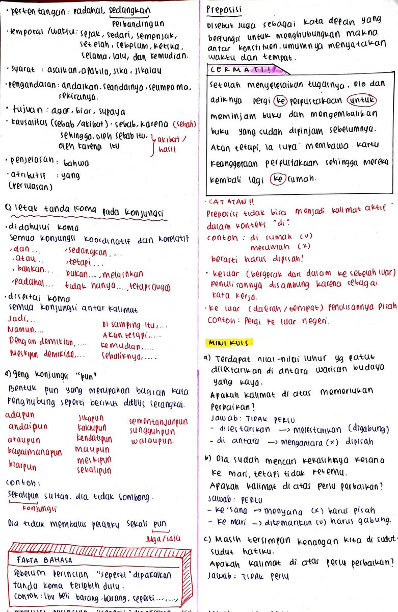 loevsbot's tweet photo. ⋅⋆𐙚₊˚⊹♡ MATERI UTBK–PBM: KONJUNGSI DAN PREPOSISI 🔖

*BONUS latihan soal dan pembahasan! Cek tweet di bawah ini ya!

Sumber: EYD V dan Alternatifa Project.

#snbt #snbt2025 #studytwt https://t.co/RUqsmX9uit