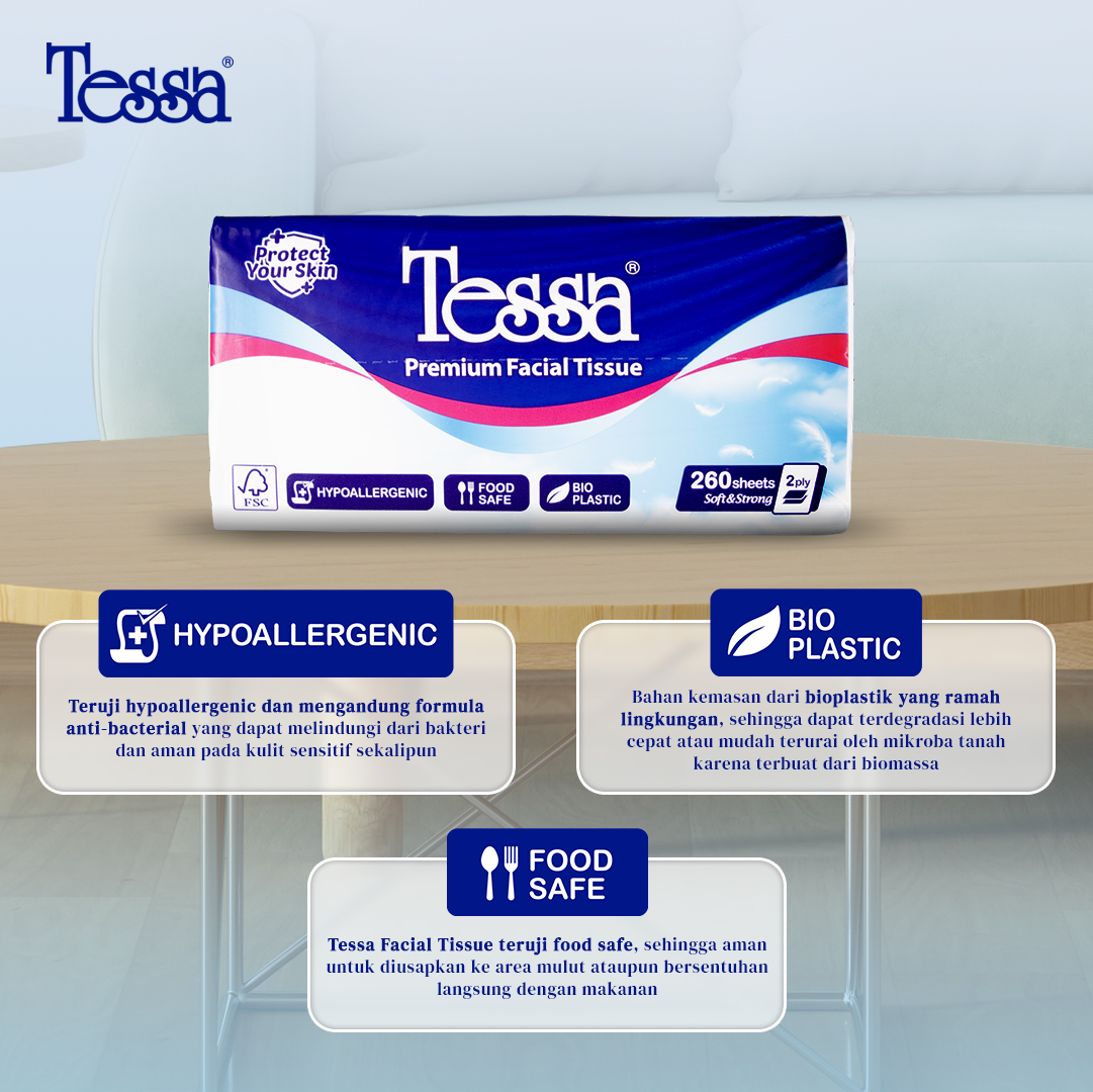 Tahukah kamu bahwa Tessa Facial Tissue kita terbuat dari bahan yang ramah lingkungan dan lembut untuk kulit?

#TissueYaTessa #facialtissue