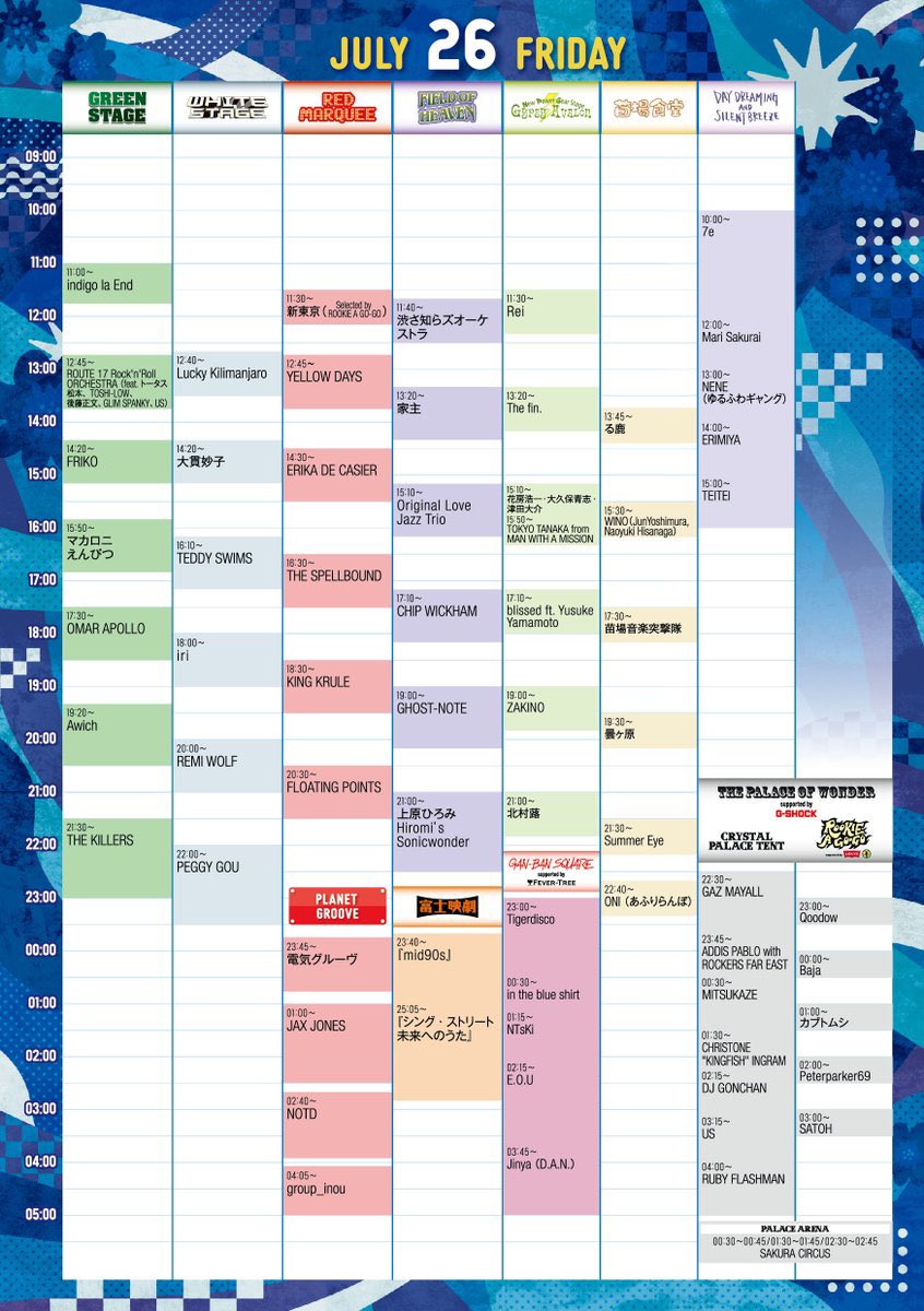 Lucky_klmnjr's tweet photo. 明日7/26(金)はFUJI ROCK FESTIVAL🏔
Lucky KilimanjaroはWHITE STAGEに12:40～出演します！

Amazonライブ配信も！
苗場でもお家でも一緒に踊りましょう🕺
https://t.co/sPBCh2sesc

販売グッズはこちら
#フジロック #fujirock https://t.co/ju2x5Ln7nA