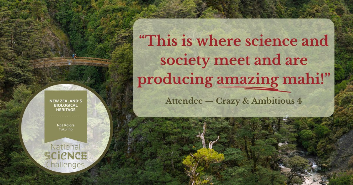 💬 “This is where science and society meet and are producing amazing mahi!” –  Attendee, Crazy &amp; Ambitious 4

🔗 Explore a decade of BioHeritage-funded research! Check out our data repository—your go-to source for the latest research outputs: data.bioheritage.nz