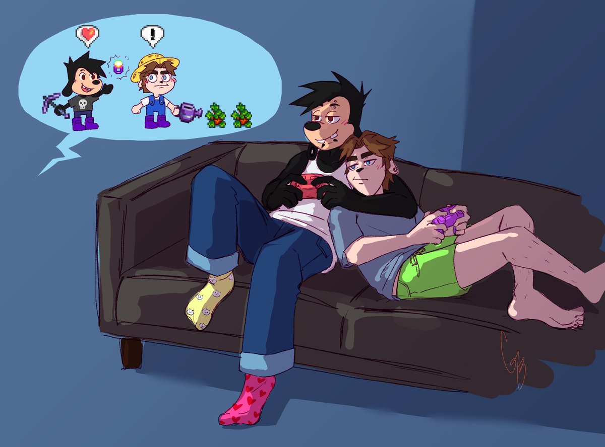 inky_b00's tweet photo. They play Stardew Valley together.  Yes, I do have headcanons for how they play.

#maxley https://t.co/f6D8pMBO4c