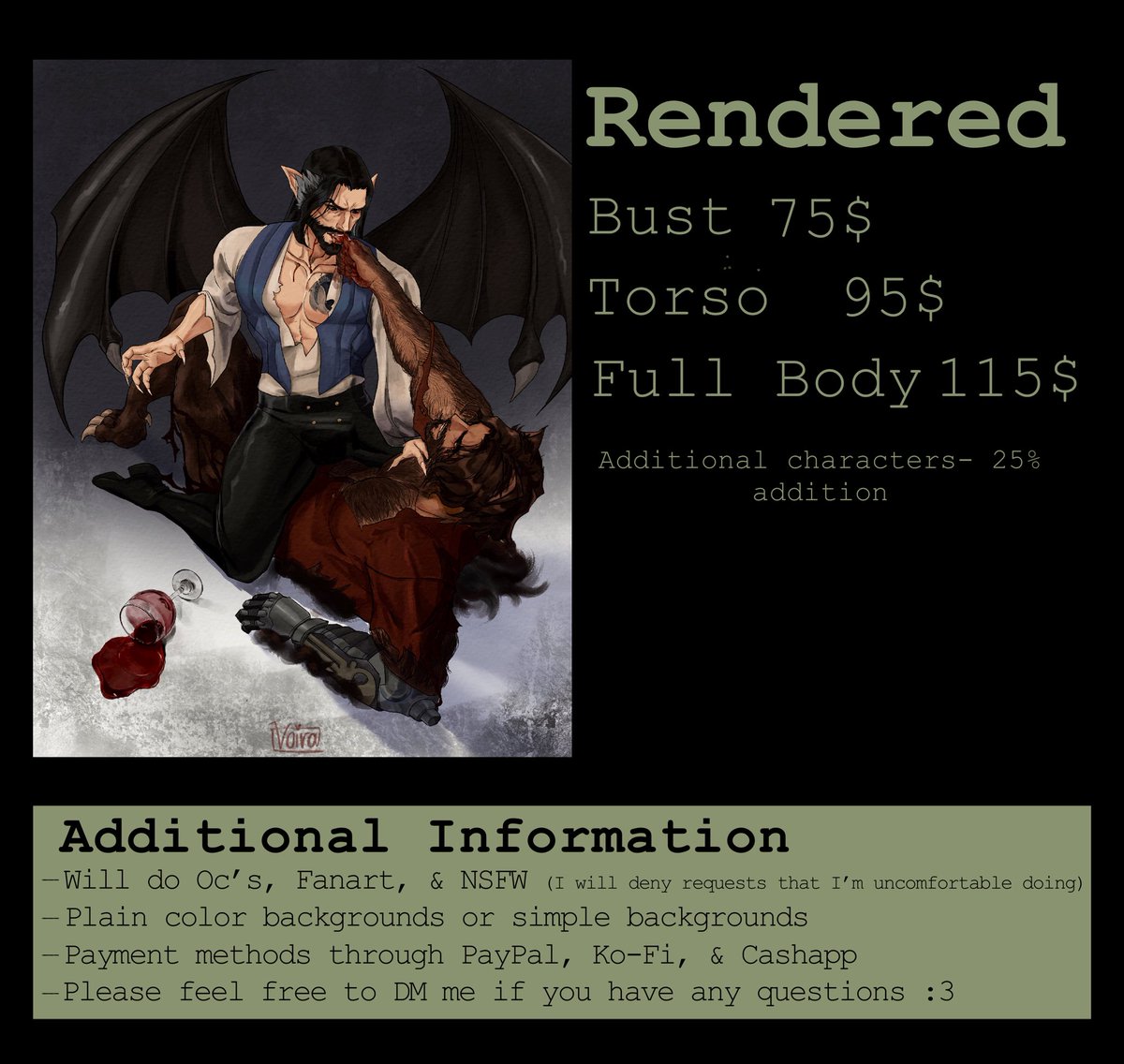 TiredVoira's tweet image. Okiii I changed my c0mm prices!!!