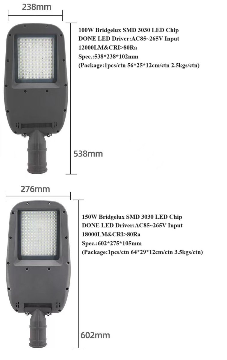 Fenixledlight's tweet image. IP65 led street light 
Aluminum+PC lens+Tempered Glass Cover
120°
PHILIPS SMD3030 LED chip
CRI&amp;gt;70Ra
PHILIPS LED Driver:AC85-265V / 50-60Hz
PF&amp;gt;0.9
5years warranty

50W:6000-6500lm
100W:12000-13000lm
150W:18000-19500lm
200W:24000-26000lm

#ledstreetlight
#litestarled.com