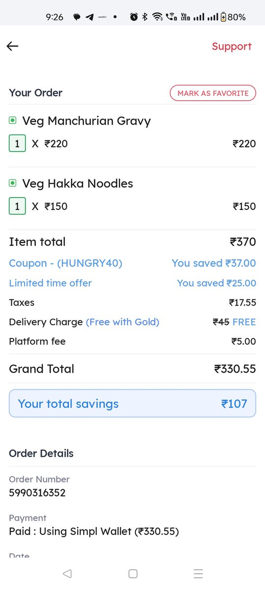 SagarGu60936837's tweet photo. @SaffronSunanda @zomato The same thing happened to me but no action was taken by Zomato ...Just an  a refund of Rs 150/- was given https://t.co/G35RLOJuJe