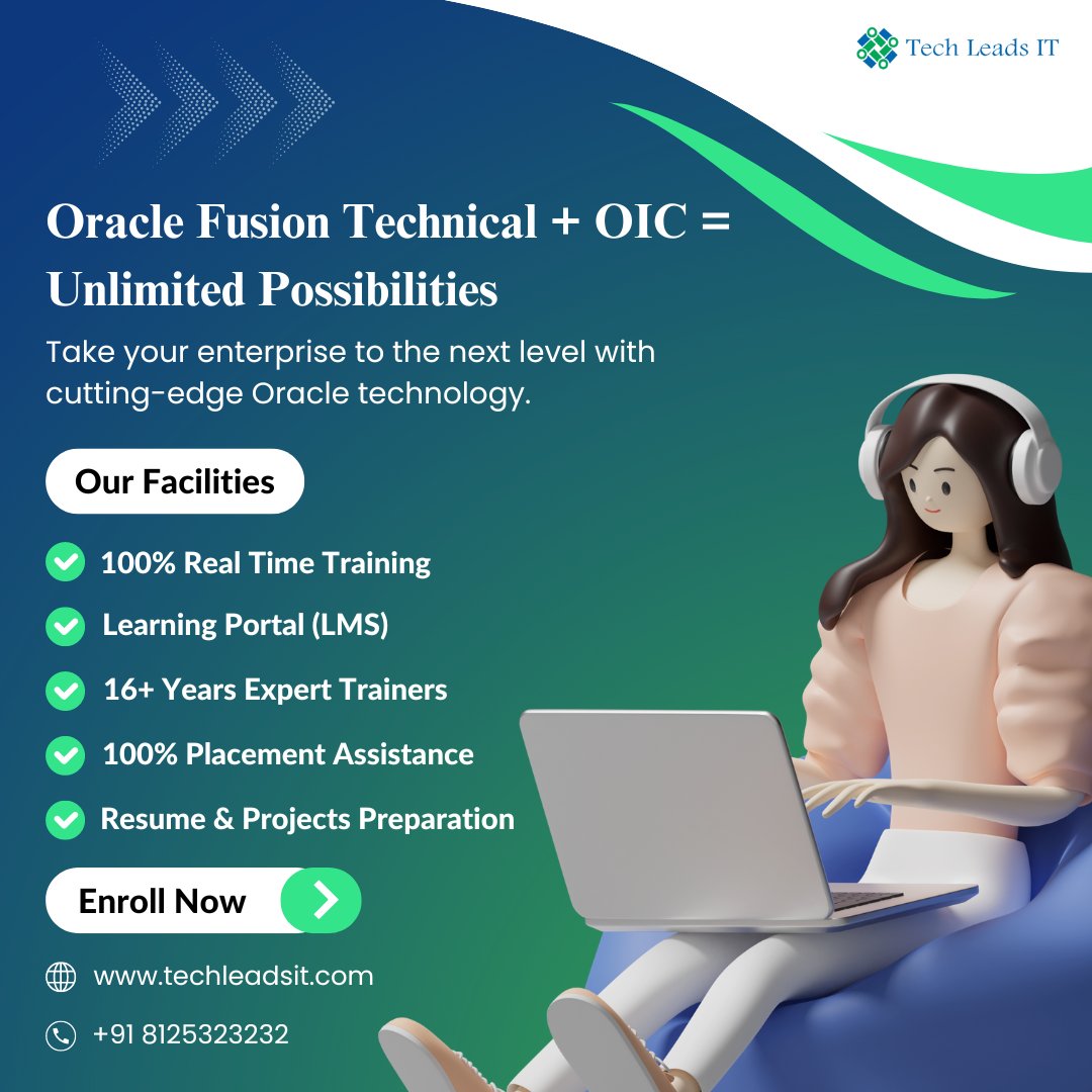 TECHLEADS1's tweet image. 🚀 Unlock Unlimited Possibilities with Oracle Fusion Technical + OIC! 🌟
Enroll Now and Transform Your Career!
🔗 techleadsit.com/oracle-fusion-…
📞 +91 8125323232
#oraclefusiontechnical #OIC #Budget2024 #GiftingHappiness #RightToTreatment #MumbaiRains #LancerContainerLinesShare