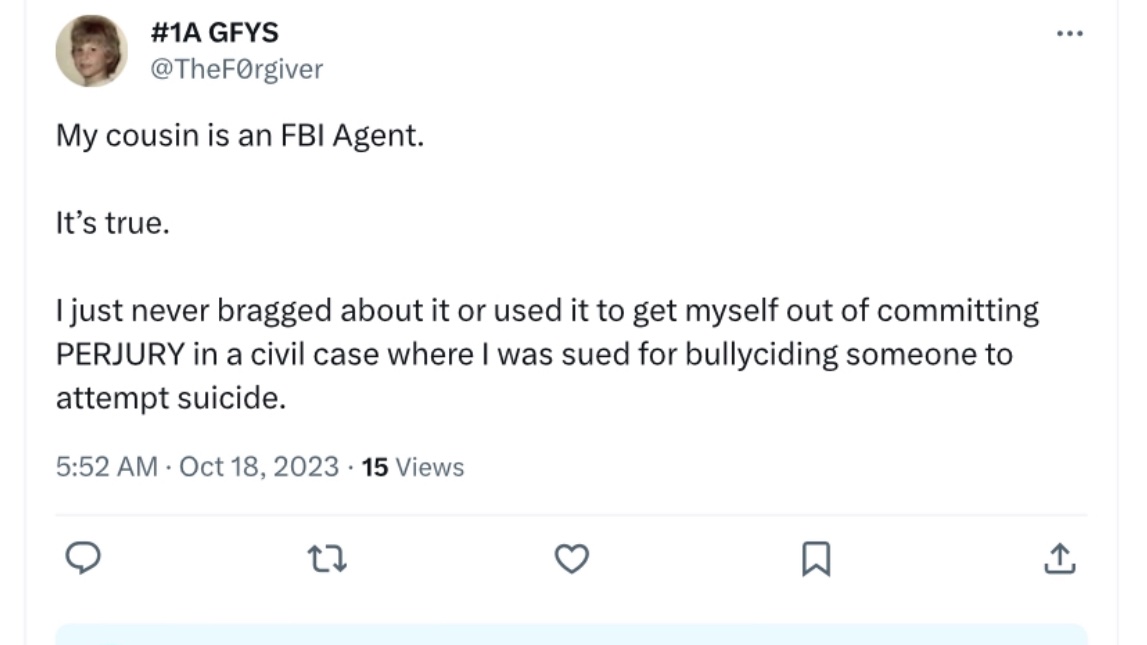 LouiseMensch's tweet photo. @Gh05tBelle @DreidelAssassin So yeah I’m obviously glad you two buried the hatchet given that Plaintiff (imo) inappropriately boasted that she had #FedFamily and was #FedProtected. So wrong! https://t.co/JdetVIgNkk