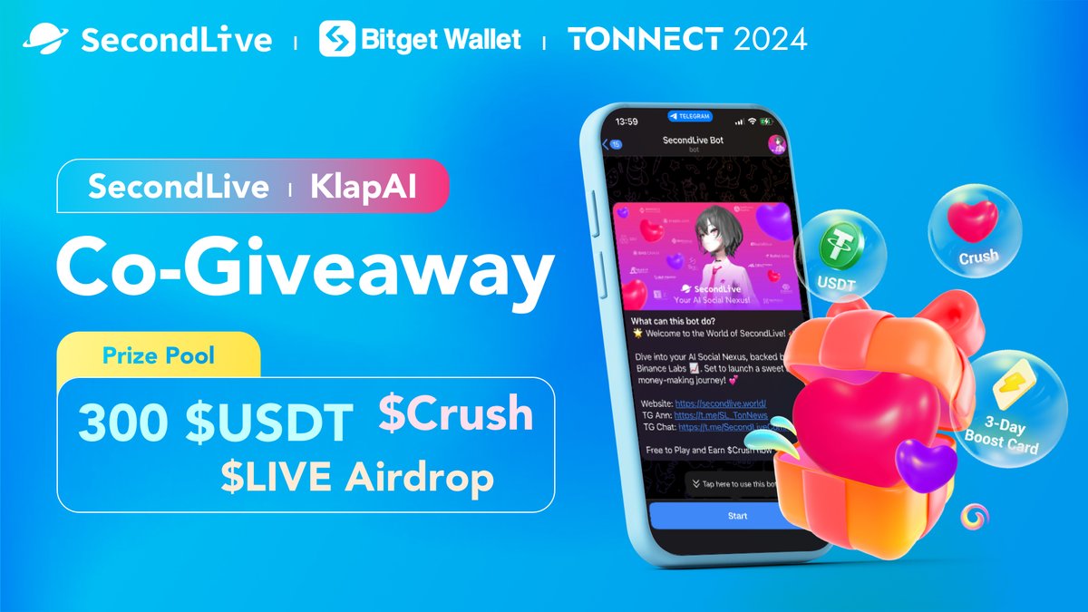 KlapAI (Formerly BitMetis) (@bitmetis) on Twitter photo 🎉 Congrats to #SecondLive on their Official launch the Mini-app product! 🚀
🔥Join <a href="/BitMetis/">KlapAI (Formerly BitMetis)</a> X <a href="/SecondLiveReal/">SecondLive</a> X <a href="/BitgetWallet/">Bitget Wallet 🩵</a> Grand Gift Box Giveaway in celebrating this milestone.
🎁Win 300 $USDT, $Crush, in-app benefits and get a chance to receive $LIVE airdrops! 🎉 Congrats to #SecondLive on their Official launch the Mini-app product! 🚀
🔥Join <a href="/BitMetis/">KlapAI (Formerly BitMetis)</a> X <a href="/SecondLiveReal/">SecondLive</a> X <a href="/BitgetWallet/">Bitget Wallet 🩵</a> Grand Gift Box Giveaway in celebrating this milestone.
🎁Win 300 $USDT, $Crush, in-app benefits and get a chance to receive $LIVE airdrops!