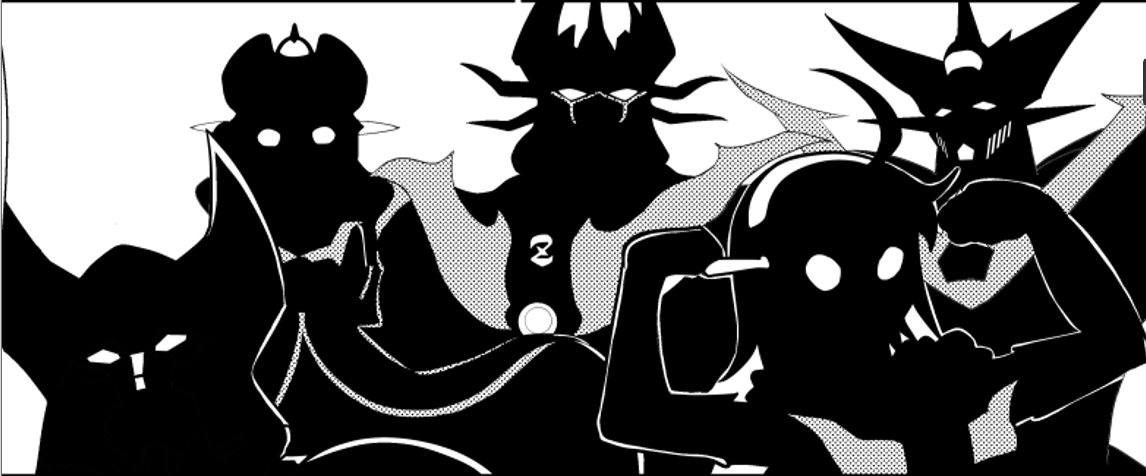 ザ・リバイバル オブ マジンガースピリットに出てくる新マジンガーはシルエットだけ同人誌で描いた事ありますね……(一番右後 