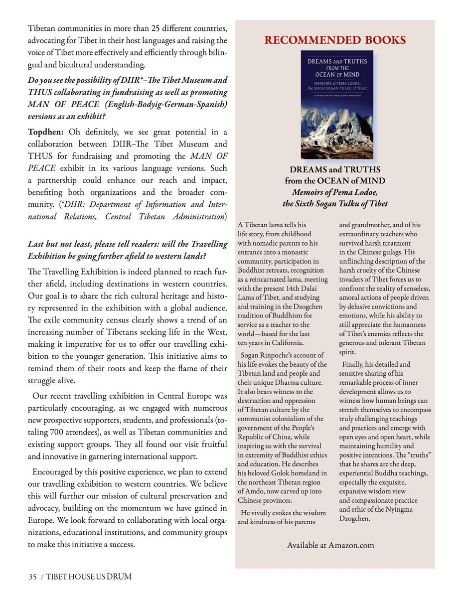 The Tibet Museum interview clip featured in the Summer-Fall 2024 issue of the <a href="/tibethouse/">Tibet House New Delhi</a> DRUM newsletter.

thus.org/drum-newslette…

<a href="/CTA_TibetdotNet/">Tibet.Net</a>