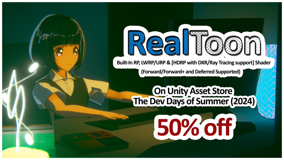 mjqstudioworks's tweet photo. Hi everyone, RealToon Shader 50% OFF
On Unity Asset Store "The Dev Days of Summer (2024)"
RealToon (Unity Store Page):
https://t.co/wLyLtjfRn3
#AssetStoreJP #AssetStore #unity3d #unity #realtoon #gamedev #urp #hdrp #アセットストア #madewithunity #unityengine https://t.co/2pkcPzl2up