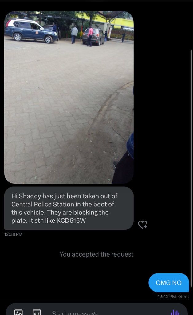 NjeriWaMigwi's tweet photo. AMPLIFY please

Shad has been moved from Central Police of KCD 615W . They've now blocked the number .

Shads phone is now off. 

How are you abducting people inside a police station when they should be booked?? @NPSOfficial_KE

#FreeShad https://t.co/VkOKqbG9Dy