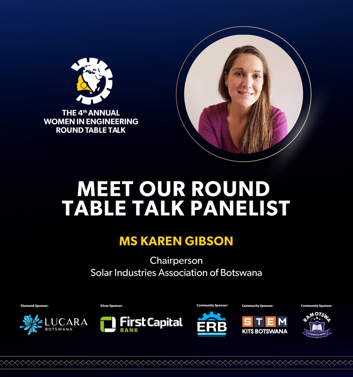 !!4th Annual Women in Engineering Round Table Talk!!
Karen Gibson ,<a href="/SOLTRAIN_SADC/">SOLTRAIN</a> SIAB Gender Manager, looks forward to raising awareness on gender and diversity issues at the 4th Annual Women in Engineering Round Table Talk being hosted by <a href="/NECBotswana/">neweracollege</a>  on 26th July in Botswana.