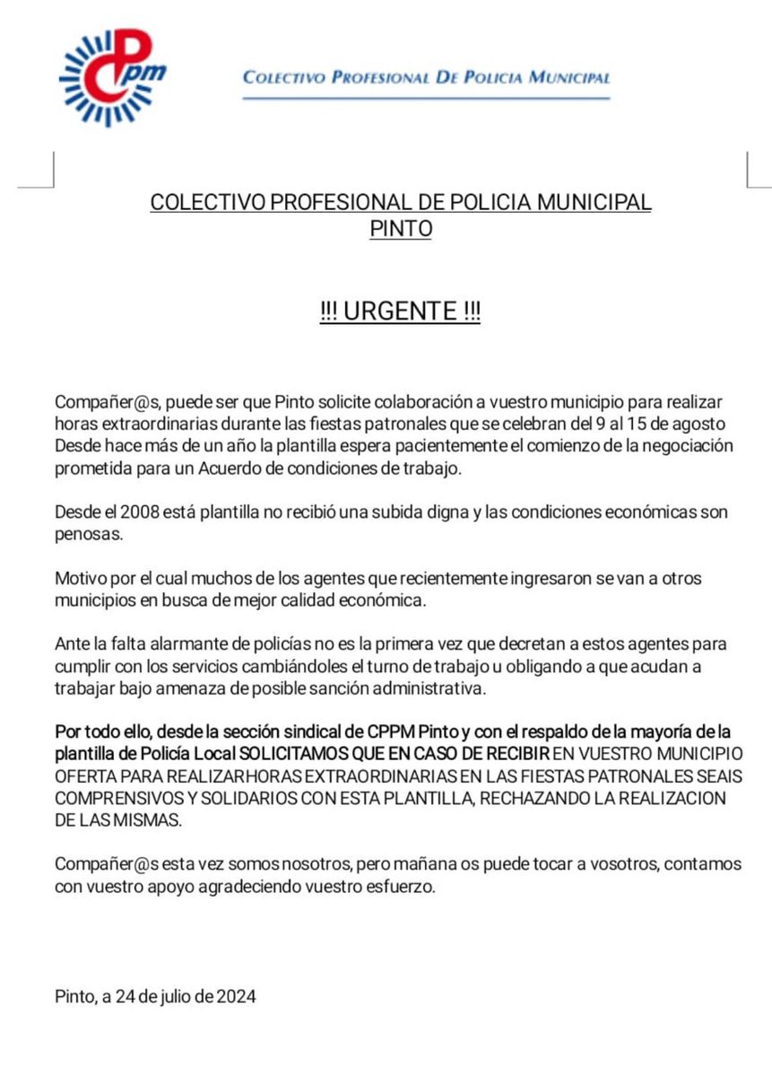 <a href="/CPPMALCALA/">CPPM ALCALÁ DE HENARES</a> <a href="/RivasCppm/">CPPM RIVAS VACIAMADRID</a> <a href="/CPPMMjdh/">CPPM Majadahonda</a> <a href="/CPPM_Las_Rozas/">CPPM Las Rozas de Madrid</a> <a href="/CppmGetafe/">CPPM GETAFE</a> <a href="/AlcobendasCppm/">CPPM Alcobendas</a> <a href="/policiaboadilla/">Policia de Boadilla</a> <a href="/PoliciaTorre/">Policía Local Torrelodones</a> <a href="/cppmcoslada/">Cppm Coslada</a> <a href="/CppmDe/">Cppm Pozuelo de Alarcón</a> <a href="/CppmAlgete/">CPPM Algete Policía</a> <a href="/cppmColladoMed/">CPPM Collado Mediano</a> <a href="/CppmAranjuez/">Cppm-Ep Aranjuez</a> <a href="/cppmNavalcarn/">cppm navalcarnero</a> <a href="/CppmLeganes/">CPPMLeganes</a> <a href="/sindicatocppm/">C.P.P.M</a> @OliverAtom22 <a href="/ChencoAlcala/">Chencho</a> <a href="/Qmado99_percent/">Qmado</a> <a href="/politicaalcala/">política Alcalá</a> <a href="/InformativosTM/">Telenoticias Telemadrid</a> <a href="/AlcalaNoticias/">Alcalá Noticias</a> <a href="/informativost5/">Informativos Telecinco</a> <a href="/noticias_cuatro/">Noticias Cuatro</a> <a href="/AlcalaHoy1/">AlcalaHoy</a> <a href="/SoydemadridC/">SoydeMadrid_com</a> <a href="/SERHenares/">SER Henares</a> Esto se extiende con <a href="/PintoCppm/">CPPM Pinto</a>