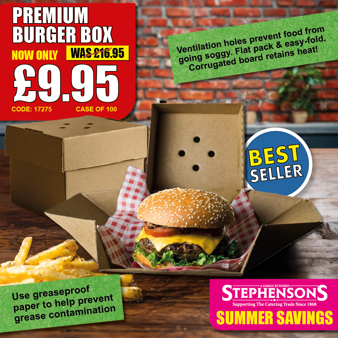 HGStephensons's tweet image. Make sure your burgers stay hot and fresh with our range of burger boxes and packaging options. Save money on your supplies with our excellent Summer Savings deals!

stephensons.com/mini-shops/sum…

#burgerboxes #foodpackaging #streetfood #eventcatering #takeaway