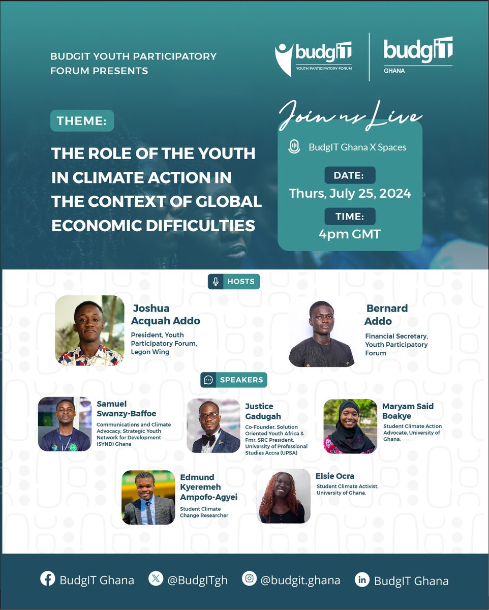 BudgITgh's tweet photo. It's TODAY at 4pm GMT! 📢🗣️🌍 
Dive into a youth-led discussion on their role in global climate and economic affairs. 

Prepare to be informed and make meaningful connections! 
Join here: https://t.co/nTmjIVNTJc

#YouthEmpowerment 
#GetInvolved https://t.co/7aCUYfoRMg