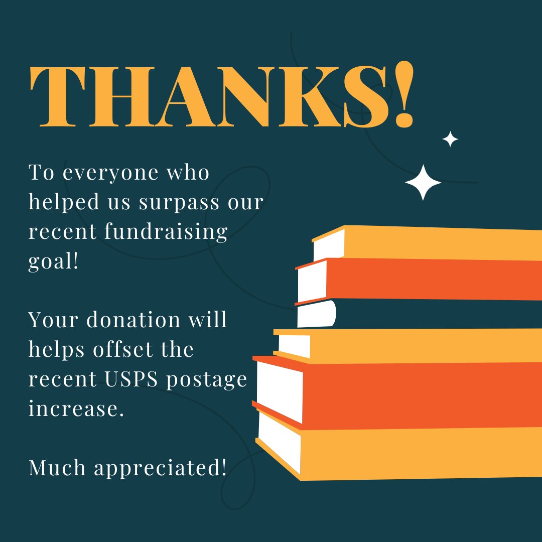 Big thanks to everyone who last week helped us raise over our $3000 goal to offset the recent postage increase! Because of our generous donors and volunteers we are able to keep getting things done! Of course, we are always accepting donations at dcbookstoprisoners.org/donate/