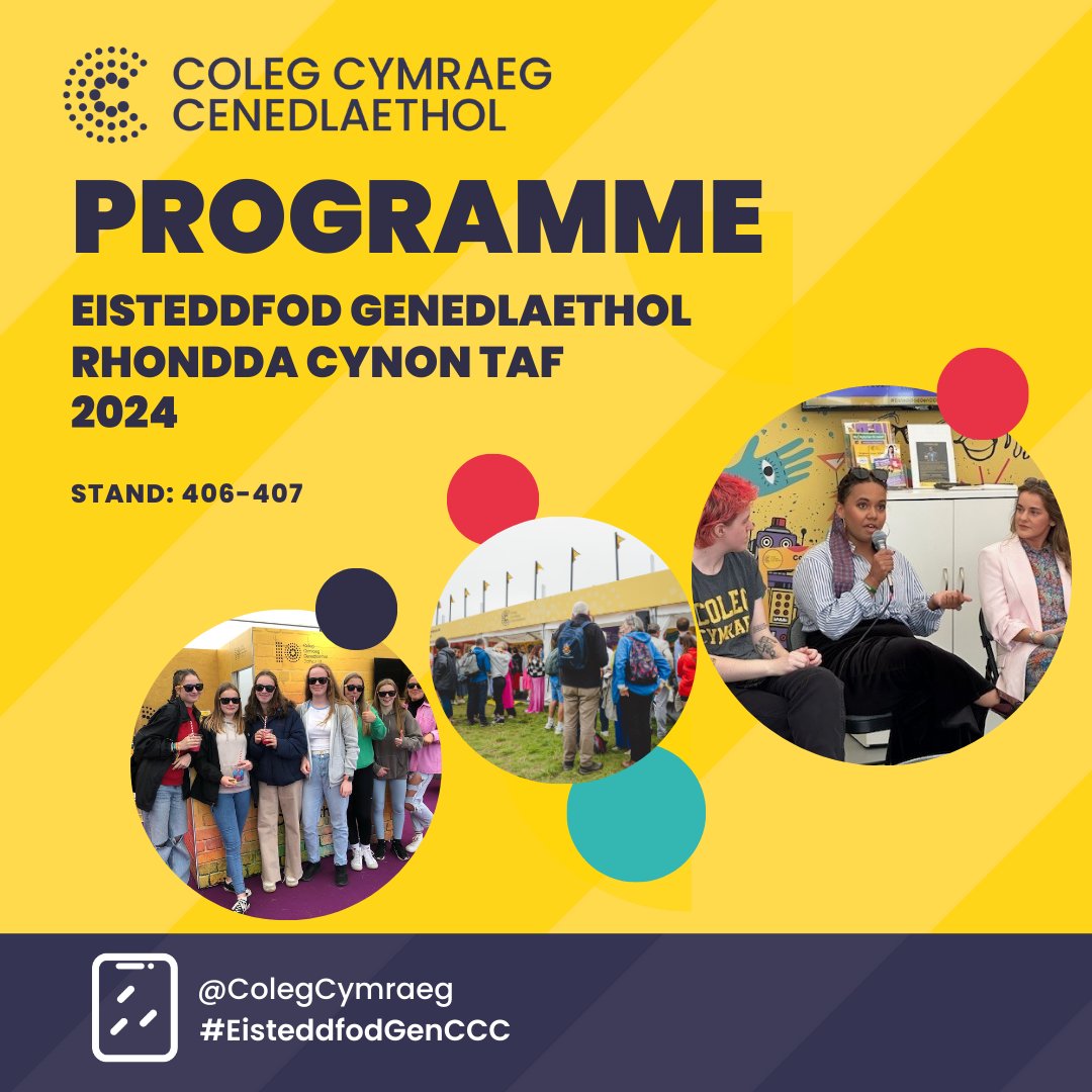 Here is the link to the @ColegCymraeg activities programme at the Rhondda Cynon Taf Eisteddfod this year!

🔗colegcymraeg.ac.uk/en/news/events…