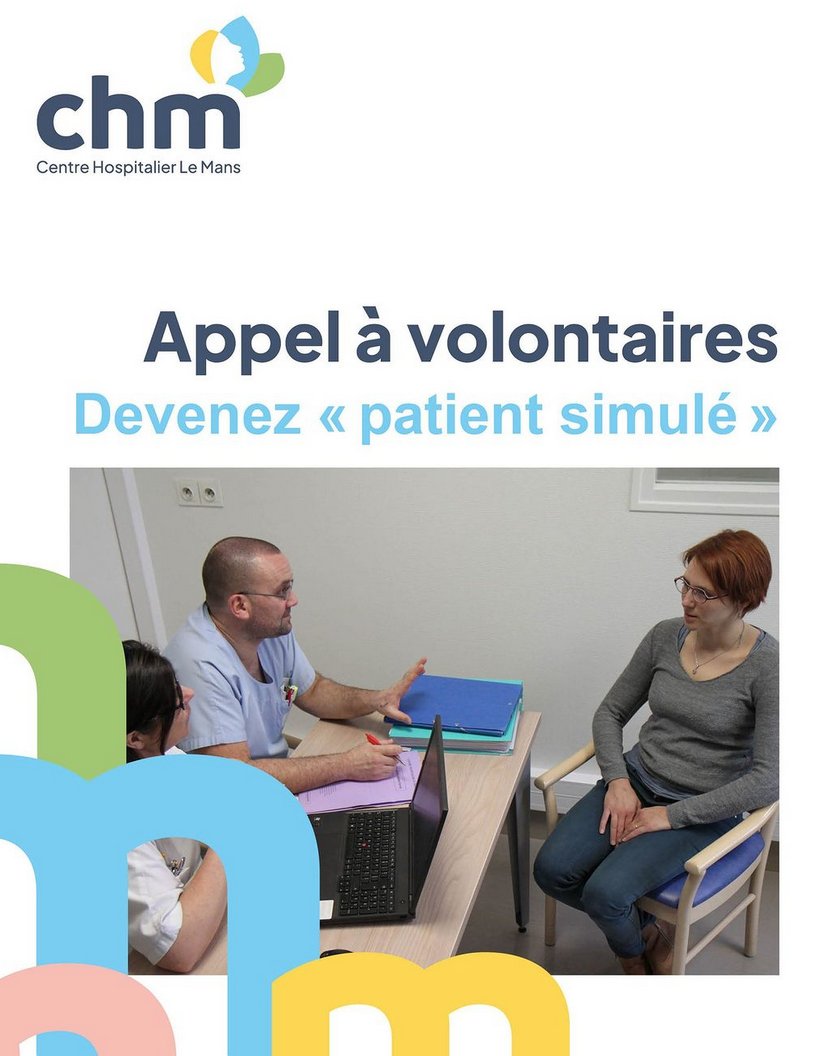 👩‍⚕️👨‍⚕️🩹Appel à volontaires | Devenez "patient simulé" !
ch-lemans.fr/actualites-eve… #simulation #acteurpatient #formation #apprentissage #sante #hopital #simulation #CApSim