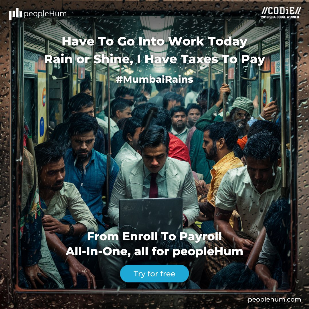 PeopleHum's tweet photo. Rainy days and the recent Financial Budget got you stressed? 
Let peopleHum handle your HR tasks from Enroll to Payroll.
Stay Humming, with peopleHum!
Try for free: https://t.co/HpFyOibnIV

#MumbaiRains #PuneRains #Budget #Budget2024 #mumbai #thane  #india #peopleHum #hrsoftware https://t.co/YJhpOw9hnp