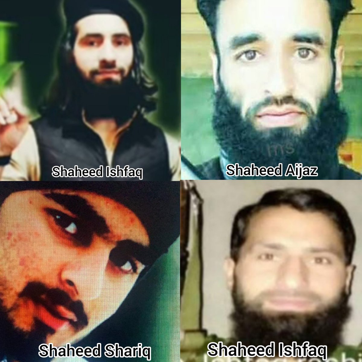 25th July.. Martyrdom anniversary of Shaheed Bilal Dar, Shaheed Abid Bhat of Suzan Doda (2018), Shaheed Ishfaq of Sozeith Narbal, Shaheed Aijaz of Laribal (2020), Shaheed Shariq &amp; 2 unknown 🇵🇰 brothers (bandipora 2021). 💔
#Kashmir