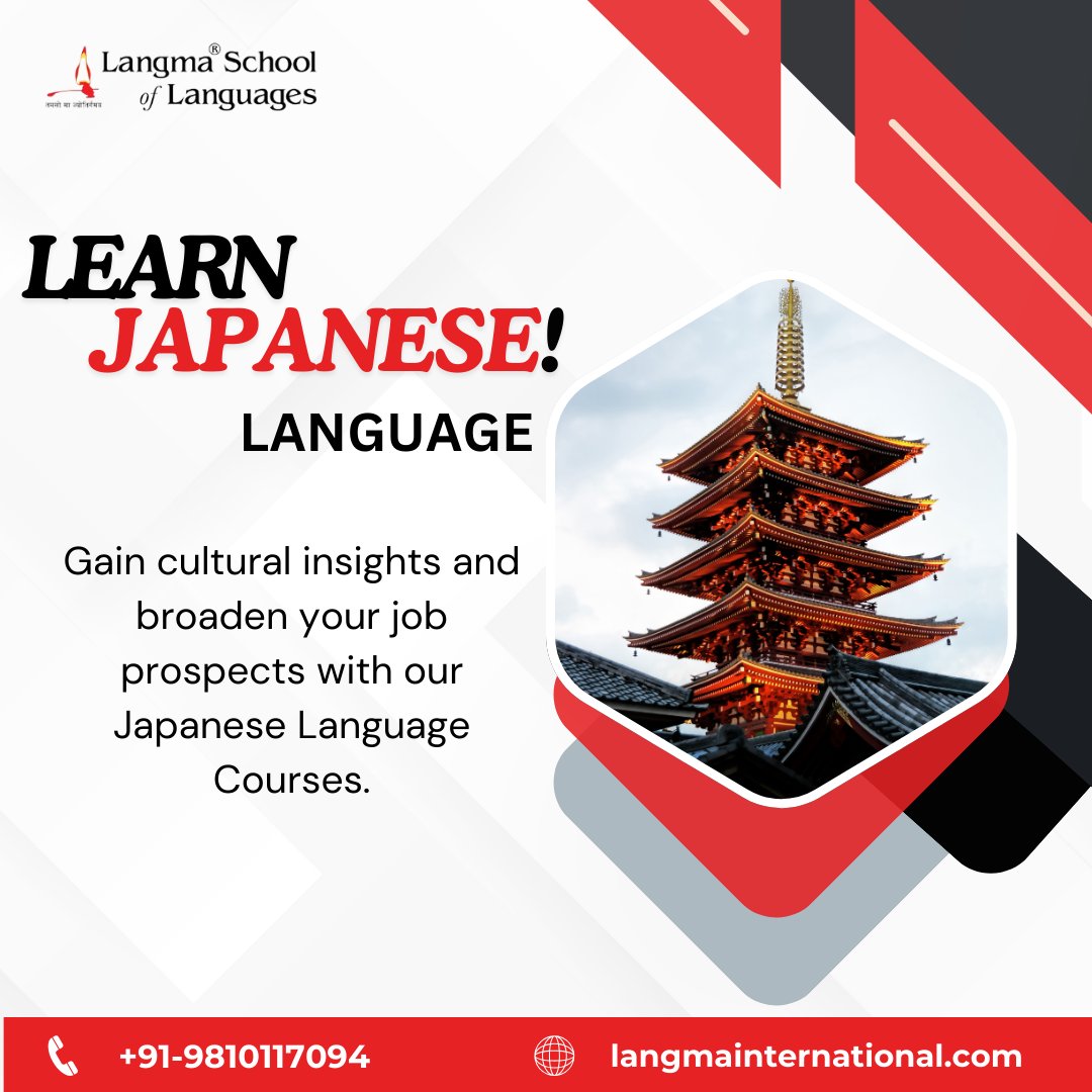 Official_Langma's tweet image. 🎎 Step into the future with expanding your Japanese language skills with expert guidance from Langma School of Languages. 🎎
➡️ Grab this opportunity today !
➡️ bit.ly/45W3A4Q ⬅️
.
.
#japaneselanguagecourse #japaneselanguage
#foreignlanguagecourse #foreignlanguage