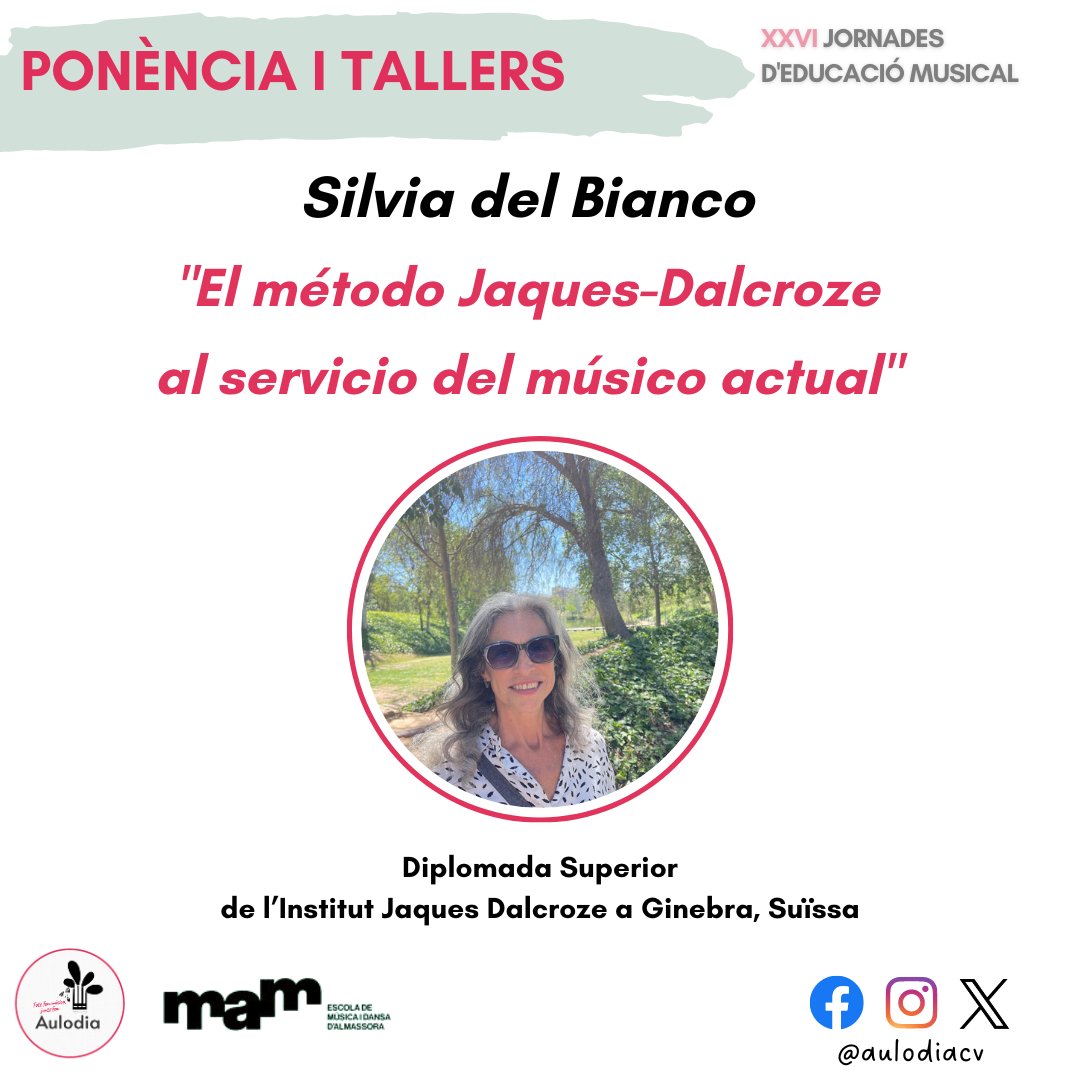 Amb la nostra ponent i tallerista Silvia del Bianco (Directora de l'Institut Jaques-Dalcroze de Ginebra des de 2006 fins a 2023) treballarem les diferents vessants de la Rítmica de Dalcroze de manera teòrica i pràctica en les #XXVIJornadesEducacióMusical  . +info al nostre web