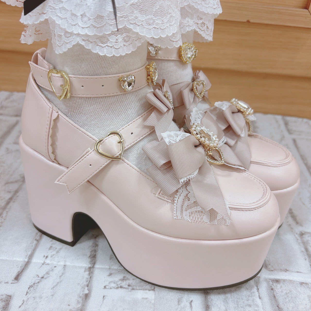 LIZLISA ハートビジュープラットフォームローファーL：ブラック（104） LIZ LISA Official Online Store Girly Fashion｜ Tokyo Kawaii Life