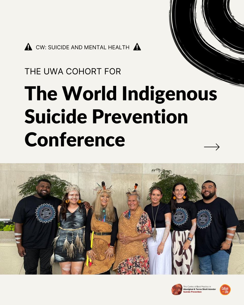 cultureislife's tweet image. We&apos;re joined at the World Indigenous Suicide Prevention Conference (WISPC) this week with a cohort from the University of Western Australia (UWA) Mark Nannup, Dr Roma Winmar and Tjalaminu Mia (Aunty Tj) from Aunty Tj&apos;s TikTok program! 🎓

#WISPC2024 #Indigenous #SuicidePrevention