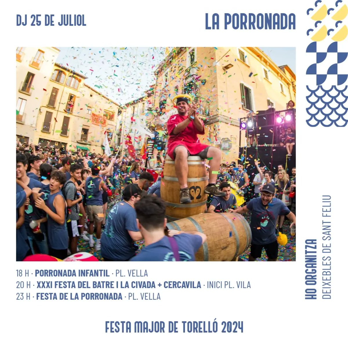 Festa Major Torello (@fmajortorello) on Twitter photo Ha arribat el dia! Avui serem tots beneïts per Santa Feliu! A partir de les 18 h serà el torn dels més petits i després, encetarem oficialment la Festa Major amb un dels plats forts, La Porronada!
<a href="/Deixebles/">Deixebles Sant Feliu</a> <a href="/AjTorello/">Ajuntament de Torelló</a>
#fmtorelló2024 Ha arribat el dia! Avui serem tots beneïts per Santa Feliu! A partir de les 18 h serà el torn dels més petits i després, encetarem oficialment la Festa Major amb un dels plats forts, La Porronada!
<a href="/Deixebles/">Deixebles Sant Feliu</a> <a href="/AjTorello/">Ajuntament de Torelló</a>
#fmtorelló2024