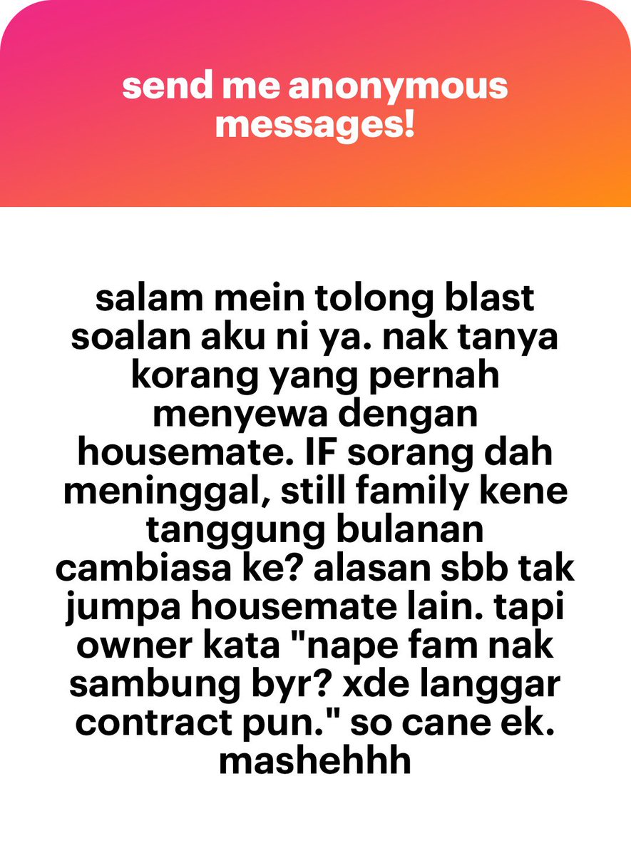 meinmokhtar's tweet photo. Ni satu lagi soalan. Kata sewa rumah 1200. Sebelum ni duduk 4 orang bayar sorang 300. Sekarang tinggal 3 orang, bayar laa sorang 400. Apa kebenda sampai famili nak kena tanggung plak. https://t.co/zwfNb3d66X