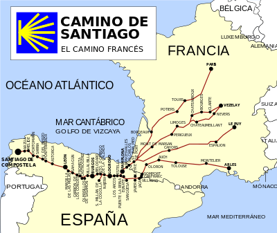 En latín es SANCTUS IACOBUS
"San Jacobo" (IACOBUS del hebreo Iaakov) deriva en "Sant Iaco", y de ahí "Sant Iago", al pronunciarlo en una sola palabra: "Santiago"

Por eso el Camino de Santiago es también el Camino Jacobeo