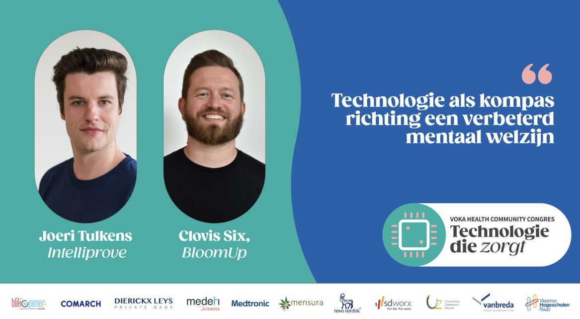 We kondigen graag onze sprekers aan voor het Voka HC congres 📣
@clovissix &amp; Joeri Tulkens van <a href="/BloomUp_talk/">BloomUp</a> &amp; Intelliprove gebruiken technologie om je mentaal welzijn te verbeteren 👌
Zien we jullie op 26 september in Hangar 27?
👉 voka.be/hc-congres