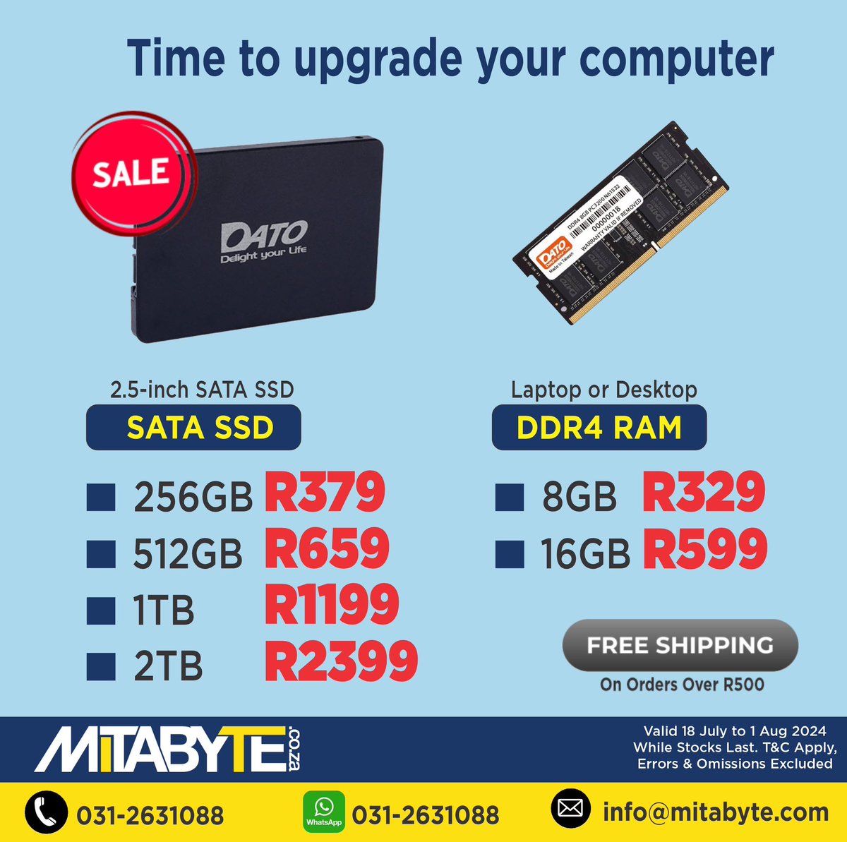 Time to Upgrade Your Computer!!! 
(Deal Valid 18 July - 1 Aug 2024)
Order In-Store or On-Line at mitabyte.co.za/deals