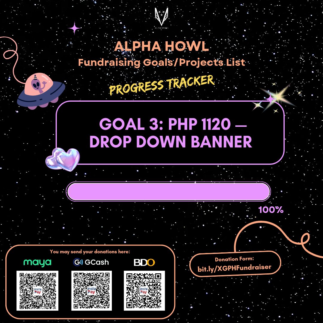 XGPHilippines's tweet photo. [XG Philippines Fundraising Project for FIRST HOWL in Manila]

Our next project will be... drop-down banners!✨

All designs for hand banners, drop-down banners, and the LED advertisement will be posted tomorrow. Please look forward to all of them! 🐺☄️

#XGALX #ALPHAZ #XG_1stWORLDTOUR_MANILA