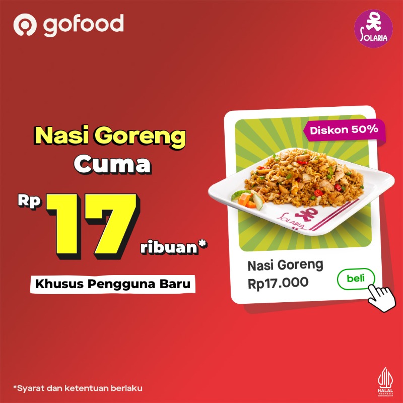 gofoodindonesia's tweet photo. Pake voucher khusus pengguna baru, beli Solaria dijamin makin hemat.