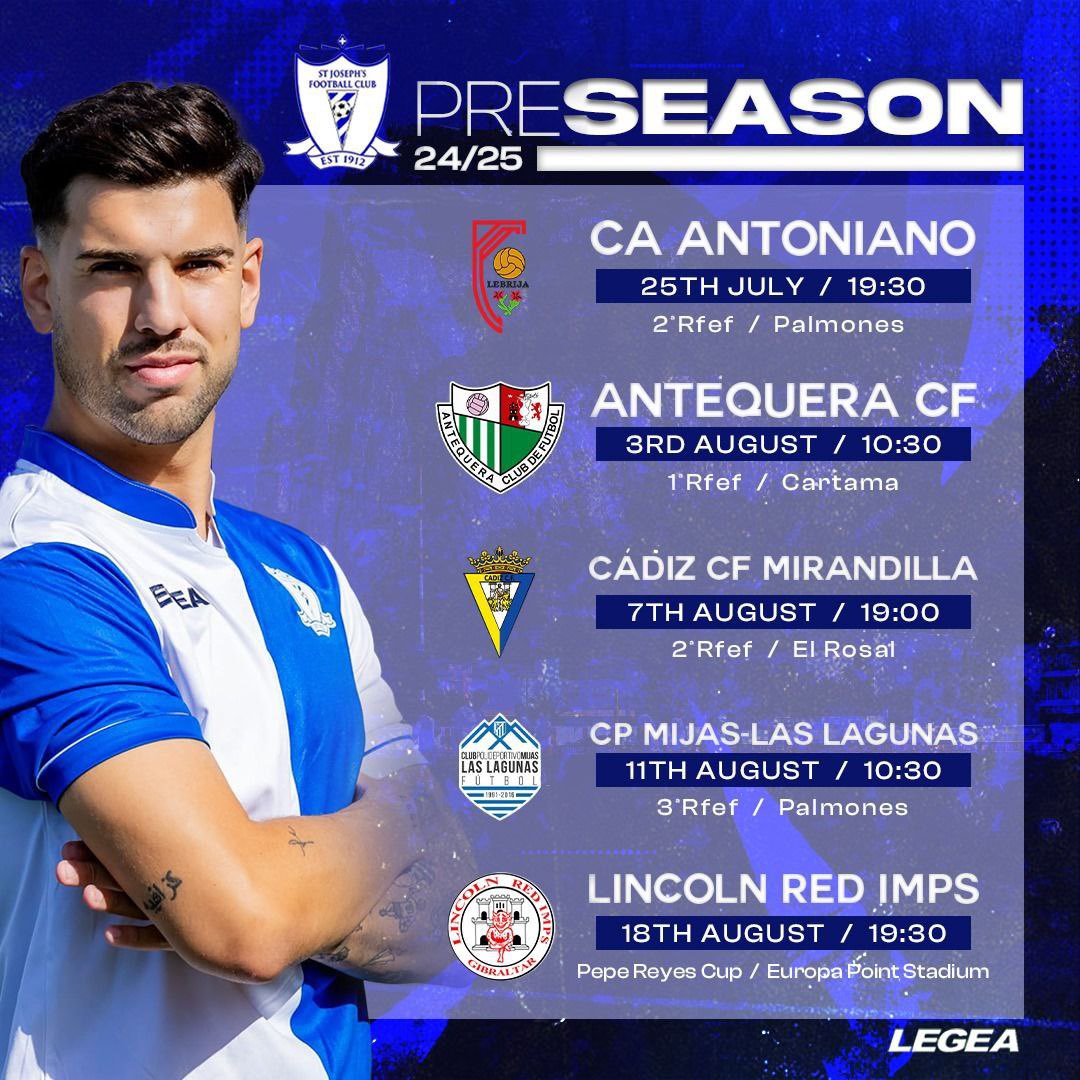 𝗦𝗔𝗩𝗘𝗦 𝗧𝗛𝗘 𝗗𝗔𝗧𝗘𝗦 📅 

Below is a list of our updated preseason friendlies as we prepare for the Pepe Reyes Cup 💪🇬🇮

We can’t wait to begin ⚽️