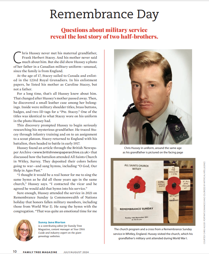 Callsigndinky's tweet photo. Appeared in the "Family Tree" USA magazine this month with regards to my story surrounding my grandfather and his eldest half brother he never knew born just 2 weeks apart. The resemblance is striking. https://t.co/OjeIv54GRR