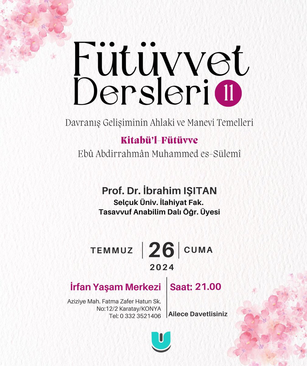 Ailece davetlisiniz.

#konya #irfan #yaşam #fütüvvet #dersler