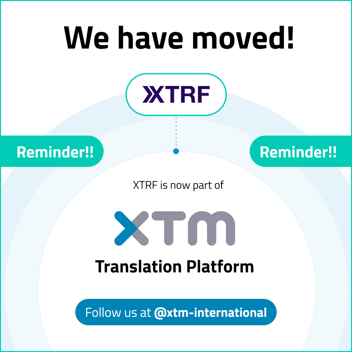 Reminder‼️ 

🖱️ Earlier this month, we migrated XTRF's website (hubs.la/Q02HW8Lm0) to XTM's (hubs.la/Q02HW94P0). This means that the existing XTRF site will now redirect to its corresponding page on the XTM site.

More info 👉hubs.la/Q02HW8rF0